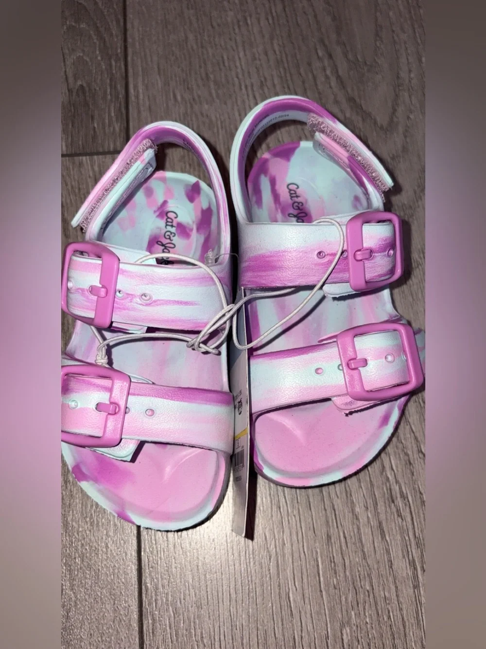 Cat & Jack Toddler Girls Size 5 Slip On Ade Sandals Purple & Blue Tye Die NEW!
